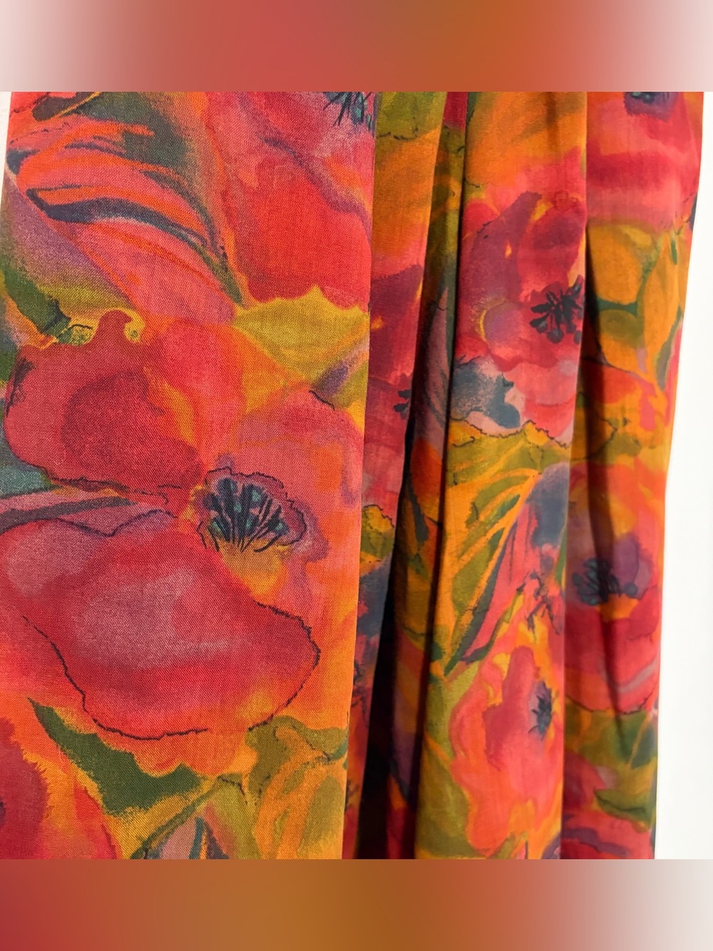 Vintage 90s Geiger Wide Leg Floral Wool Culottes Gaucho Pants - Picture 9 of 11